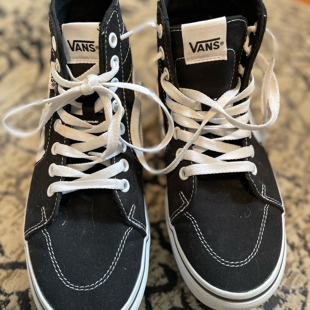 Vans Black and White High-Top Sneakers